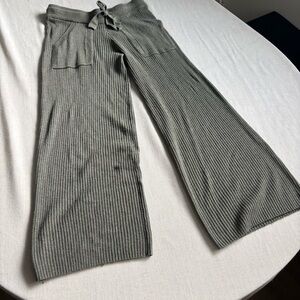 Splendid Women’s Grey/Green Ribbed Knit Wide Leg Sweatpants Size S